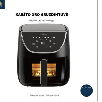 “HENRI” karšto oro gruzdintuvė, 5,7L